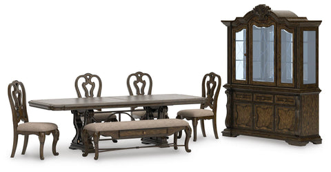 Maylee Extendable Dining Table and 4 Chairs and Bench with Storage