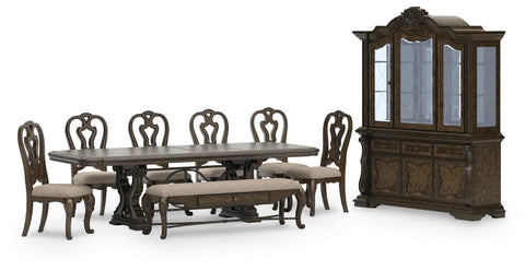 Maylee Extendable Dining Table and 6 Chairs and Bench with Storage