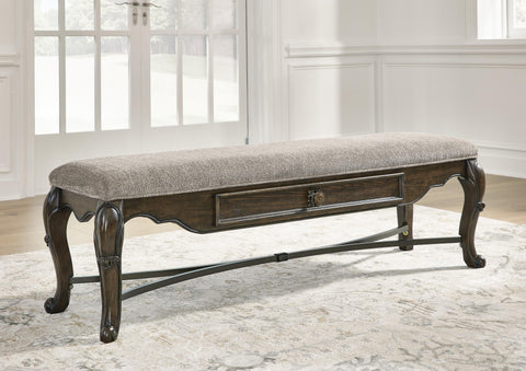 Maylee Extendable Dining Table and 6 Chairs and Bench with Storage
