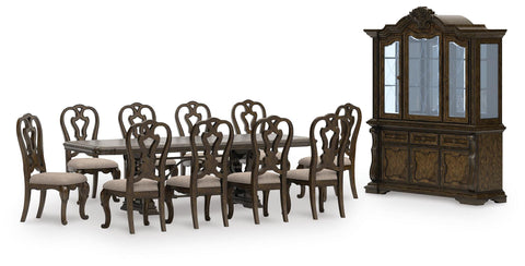 Maylee Extendable Dining Table and 10 Chairs with Storage