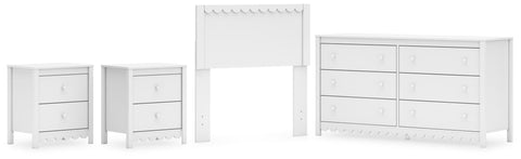 Hallityn Panel Headboard, Dresser and 2 Nightstands