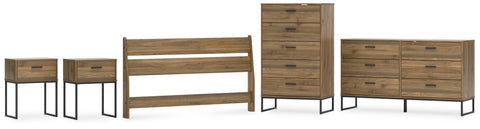 Deanlow Panel Headboard, Dresser, Chest and 2 Nightstands