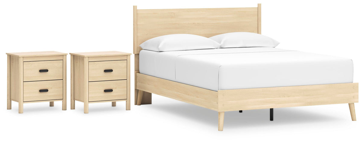 Cabinella Platform Panel Bed and 2 Nightstands