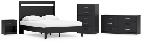 Finch Panel Platform Bed with Dresser, Chest and Nightstand