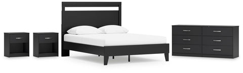 Finch Panel Platform Bed with Dresser and 2 Nightstands