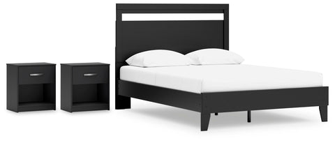 Finch Panel Platform Bed with 2 Nightstands