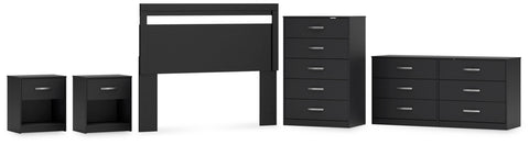 Finch Panel Headboard with Dresser, Chest and 2 Nightstands