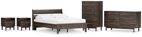 Calverson Panel Platform Bed, Dresser, Chest and 2 Nightstands