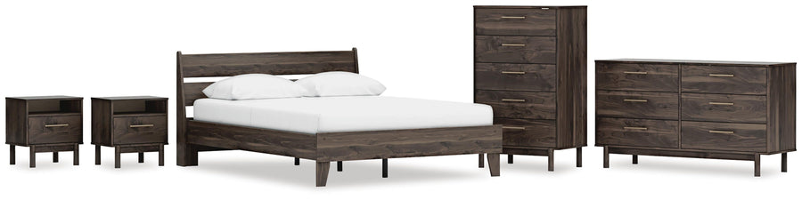 Calverson Panel Platform Bed, Dresser, Chest and 2 Nightstands