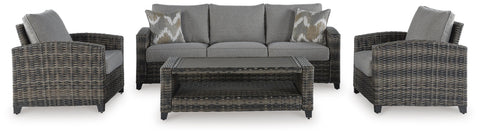 Oasis Court Outdoor Sofa/Chairs/Table Set (Set of 4)
