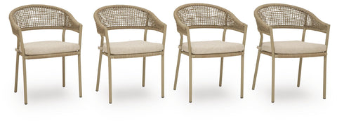 Orchard Beach Outdoor Arm Chair with Cushion (Set of 4)
