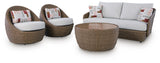 Double Point Cardiff Beach Outdoor Loveseat and 2 Lounge Chairs with Coffee Table
