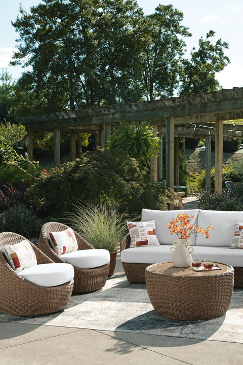 Double Point Cardiff Beach Outdoor Loveseat and 2 Lounge Chairs with Coffee Table