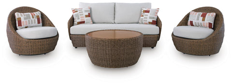 Double Point Cardiff Beach Outdoor Loveseat and 2 Lounge Chairs with Coffee Table