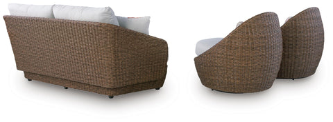 Double Point Cardiff Beach Outdoor Loveseat and 2 Lounge Chairs with Coffee Table