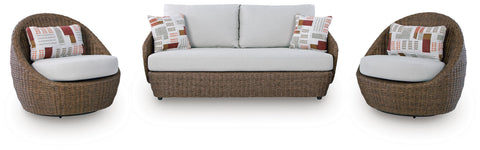 Double Point Cardiff Beach Outdoor Loveseat and 2 Lounge Chairs with Coffee Table