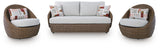 Double Point Cardiff Beach Outdoor Loveseat and 2 Lounge Chairs with Coffee Table