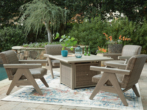 Cliff Trails Outdoor Fire Pit Table and 4 Chairs