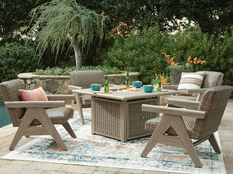 Cliff Trails Outdoor Fire Pit Table and 4 Chairs
