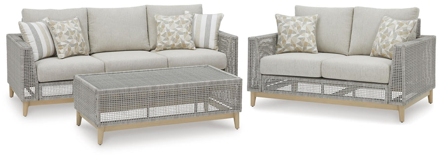 Seton Creek Outdoor Sofa and Loveseat with Coffee Table