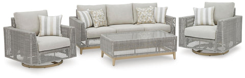 Seton Creek Outdoor Sofa and 2 Chairs with Coffee Table