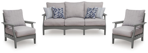Cove Beach Outdoor Sofa with 2 Lounge Chairs