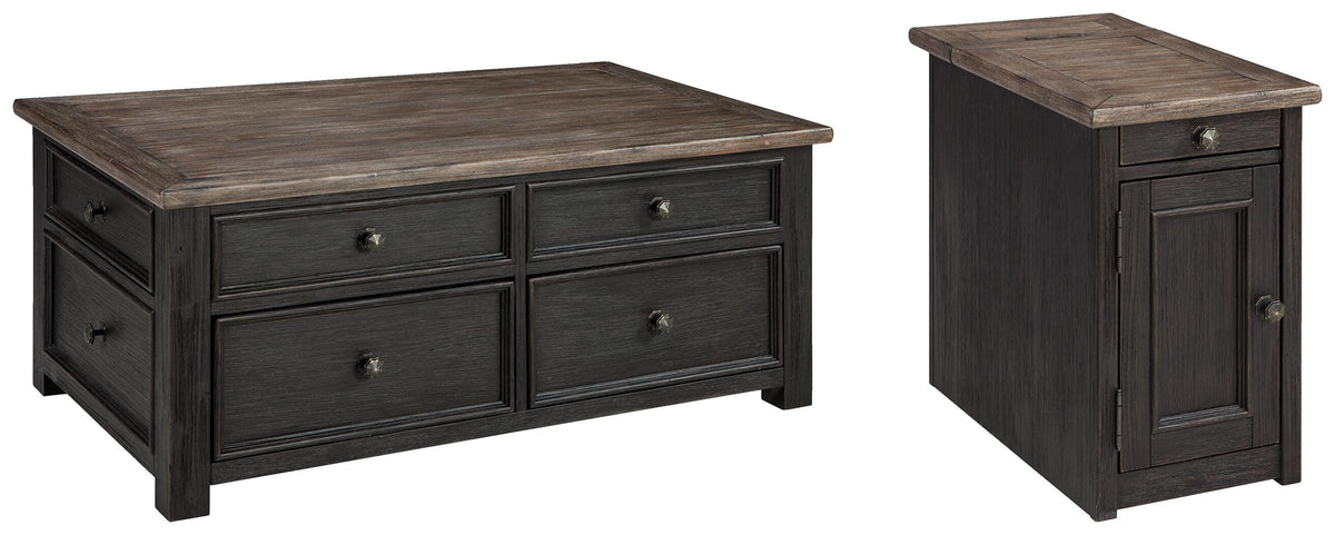 Tyler Creek Coffee Table and 1 End Table with USB Charging