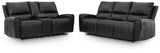 Glossmore Danemere Manual Reclining Leather Sofa and Loveseat Set