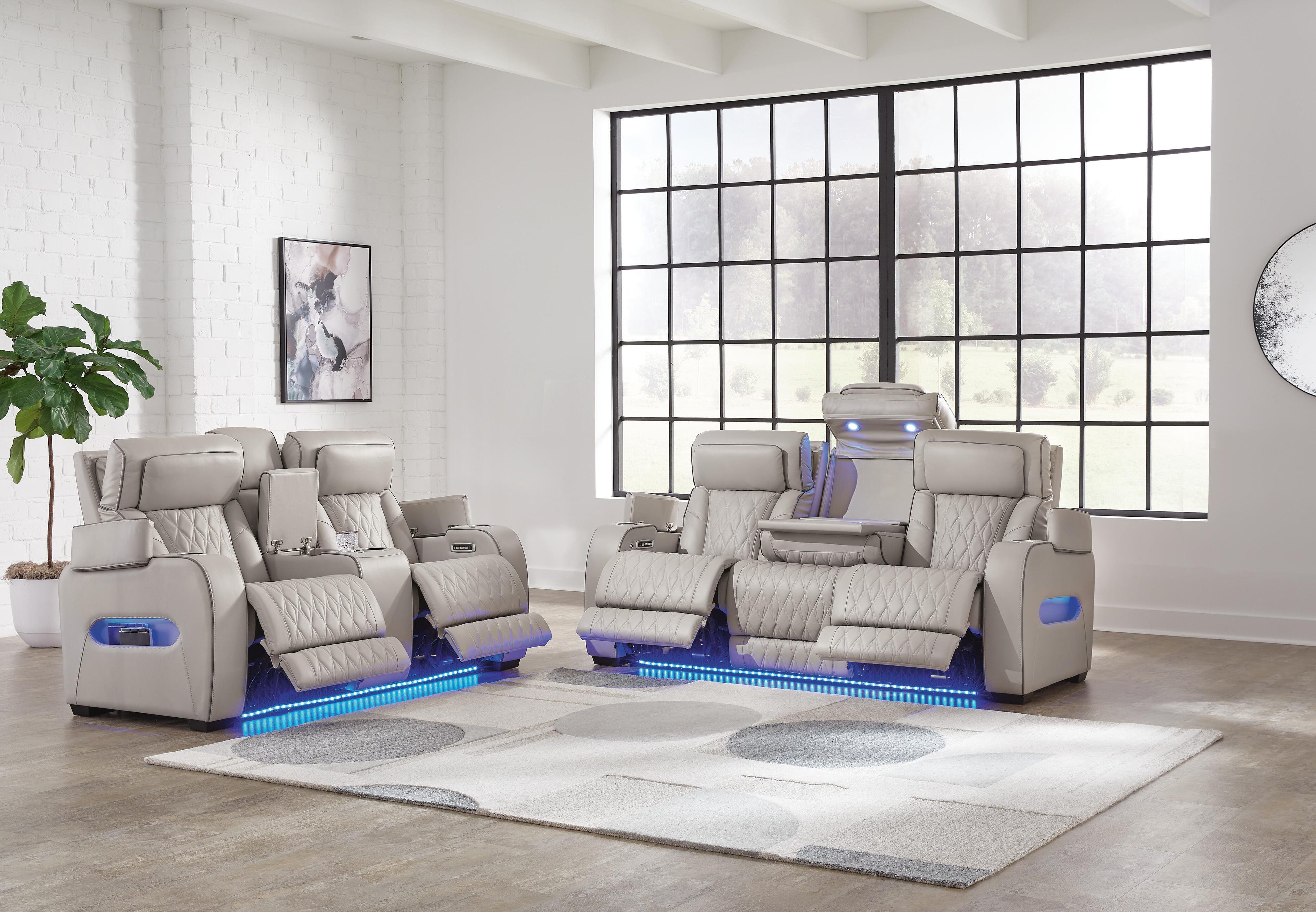 Beacon Point Dual Power Leather Sofa, Loveseat and Recliner