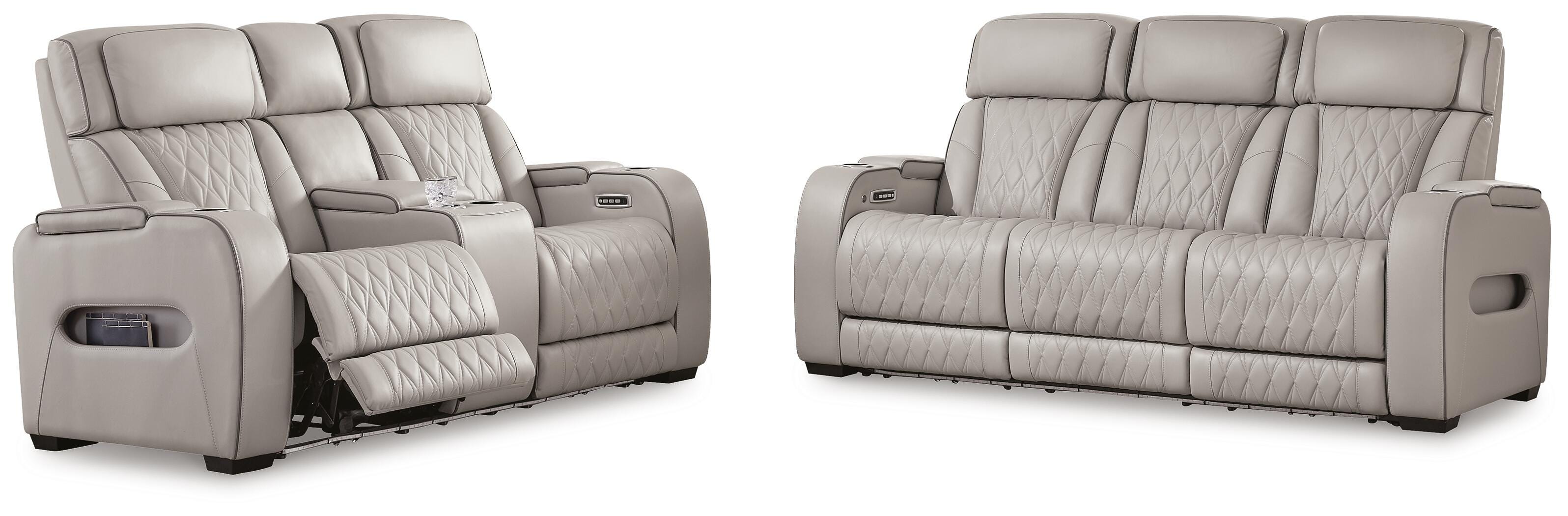 Beacon Point Dual Power Leather Sofa, Loveseat and Recliner