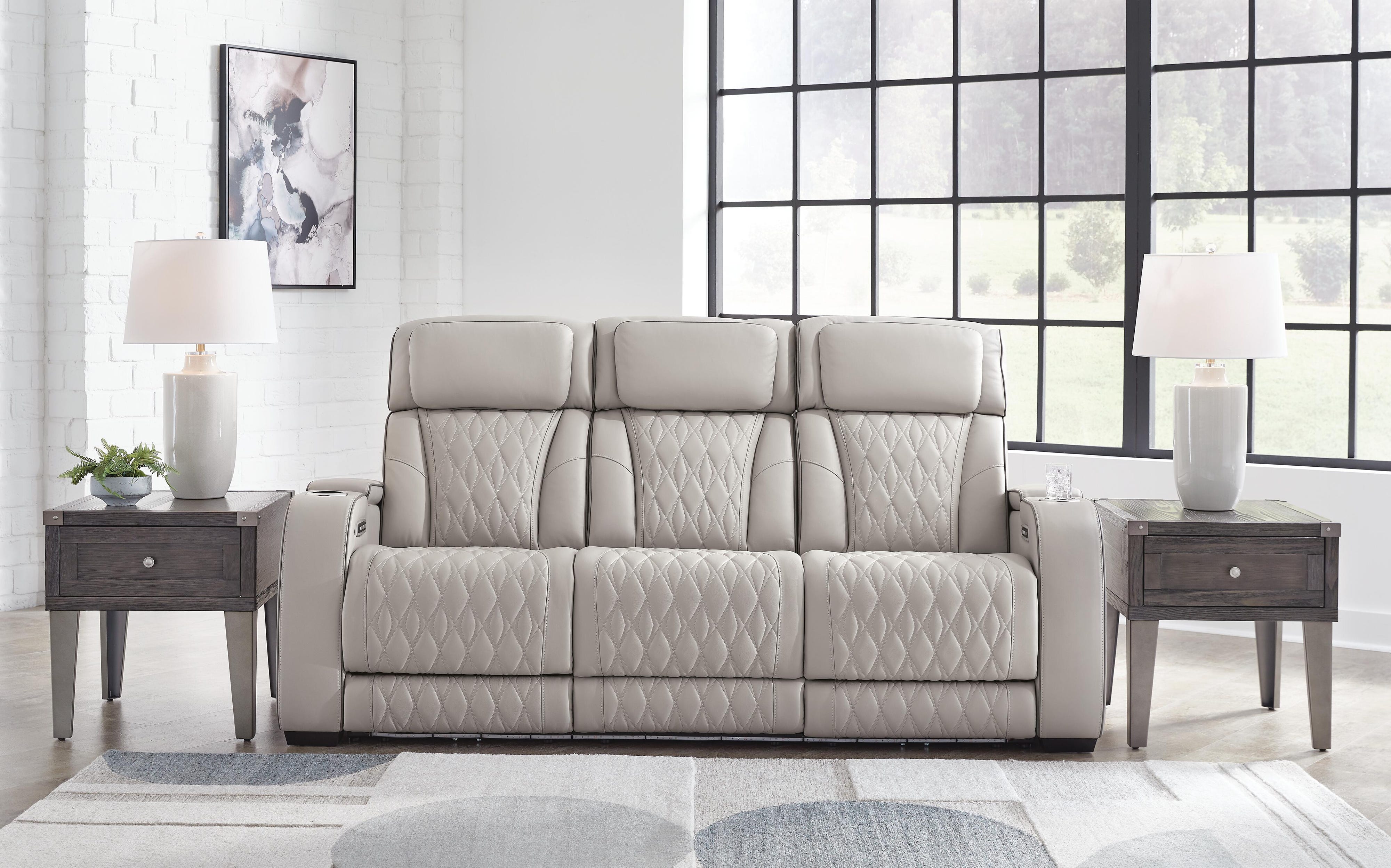 Boyington Dual Power Leather Sofa, Loveseat and Recliner