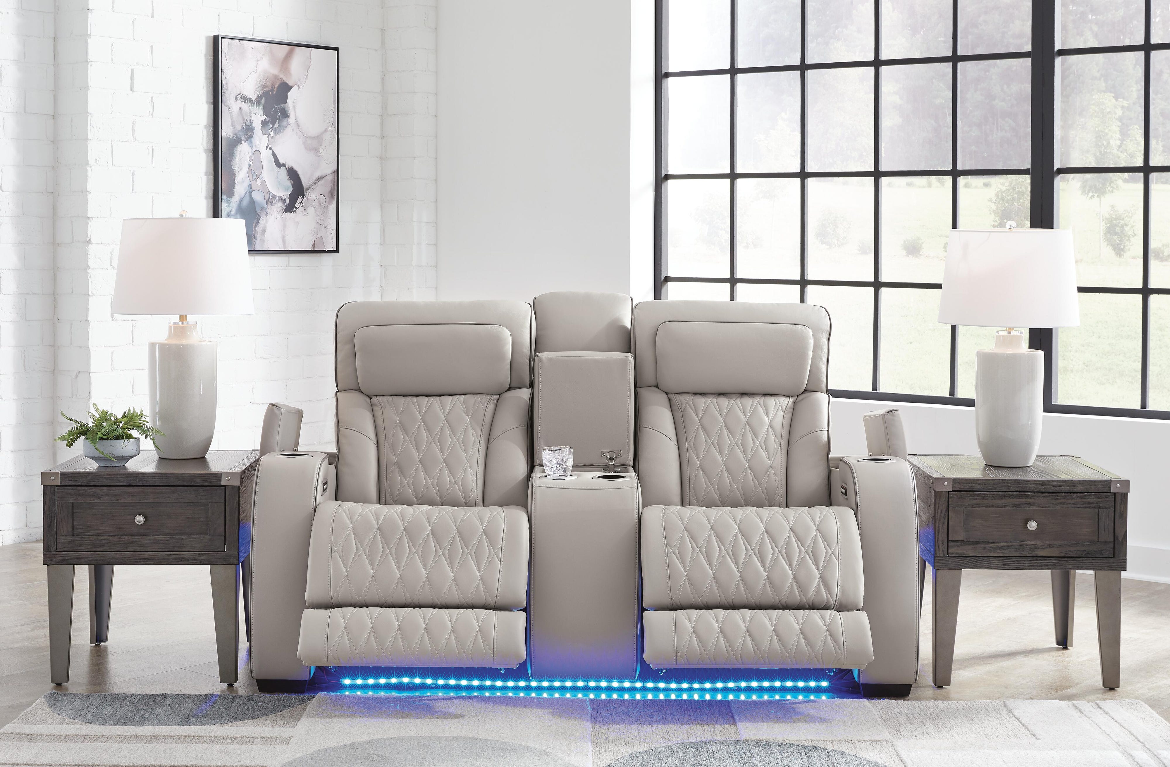 Beacon Point Dual Power Leather Sofa, Loveseat and Recliner