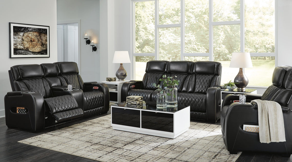 Beacon Point Dual Power Leather Sofa, Loveseat and Recliner