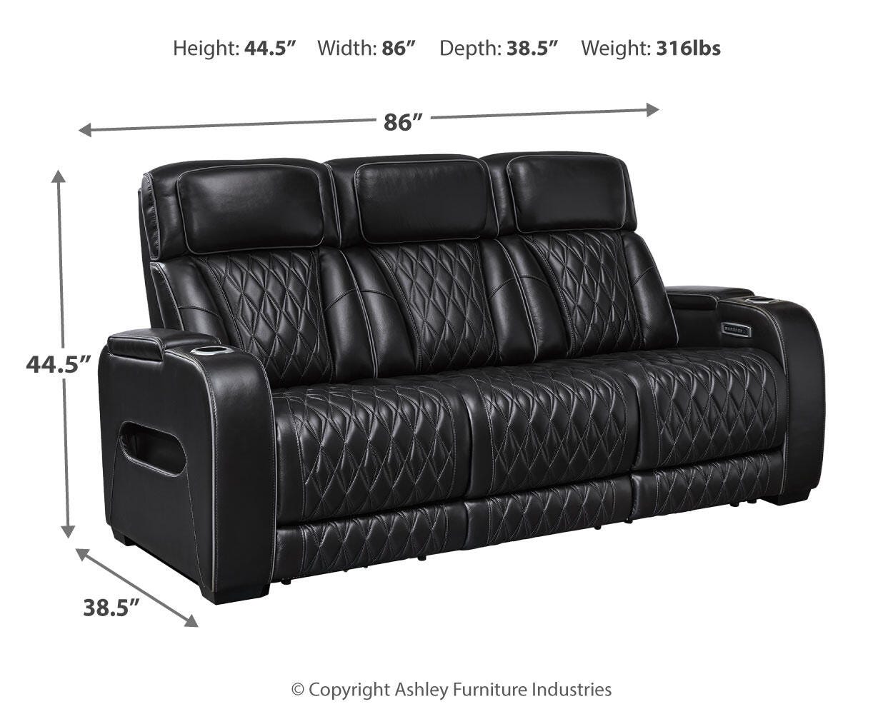 Boyington Dual Power Leather Sofa, Loveseat and Recliner