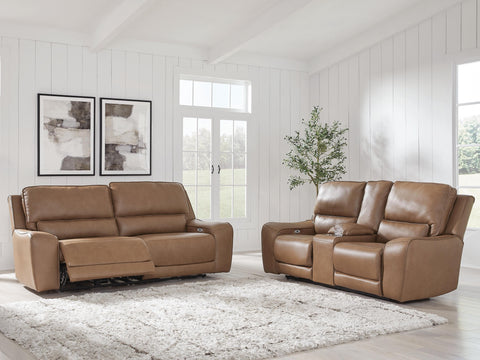 DeepWakes Silverbrooke Dual Power Leather Reclining Sofa and Loveseat