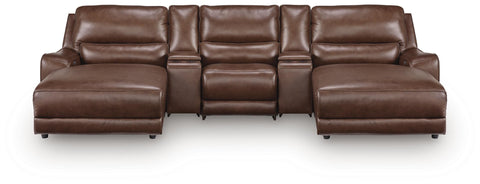 DeepWakes 5-Piece Reclining Sectional with Double Chaise and Storage Consoles