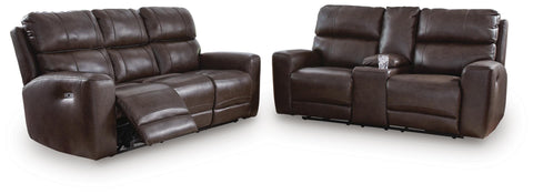 Crossplex Beadel Dual Power Leather Reclining Sofa and Loveseat