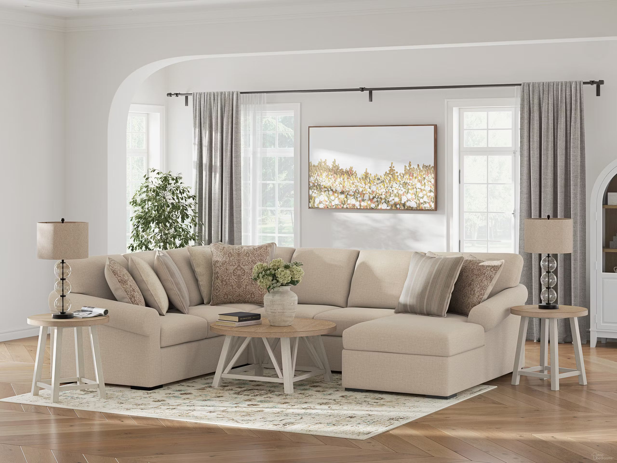Rosewood 4 Piece Sectional with Chaise